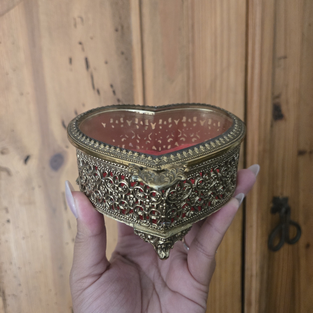 Vintage Brass Heart Casket